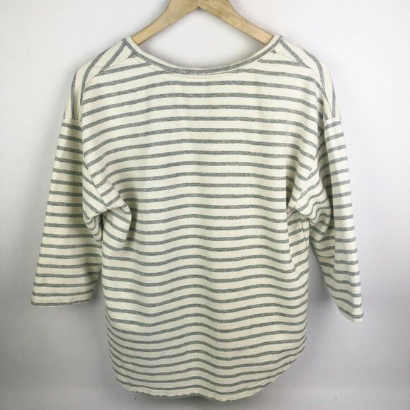 Matilda Jane Top Womens Medium Hello Lovely V-Neck Gray Stripe Pullover - Picture 3 of 3